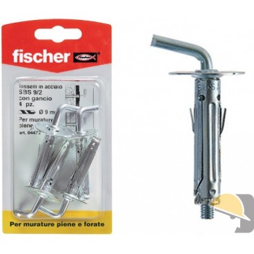 TASSELLO FISCHER BLISTER SBS 9/8 C/GANCIO CORTO (pz.4)