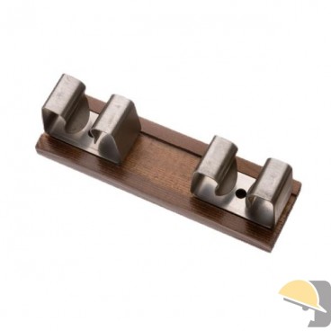 GANCIO PORTASCOPA INOX BASE LEGNO 2 POSTI