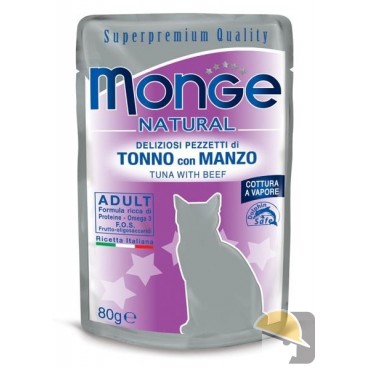 MONGE CAT BUSTA NATURAL tonno/manzo gr.80