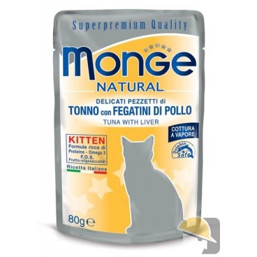 MONGE CAT BUSTA NATURAL tonno/fegatini pollo gr.80