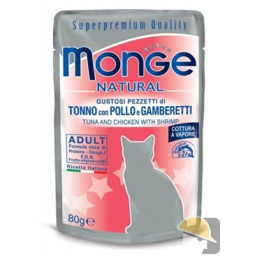 MONGE CAT BUSTA NATURAL tonno/pollo/gamberi gr.80