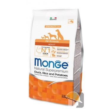 MONGE DOG ALL BREEDS ADULT ANATRA RISO PATATE Kg. 2,5