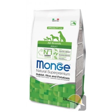MONGE DOG ALL BREEDS ADULT CONIGLIO RISO PATATE Kg. 2,5