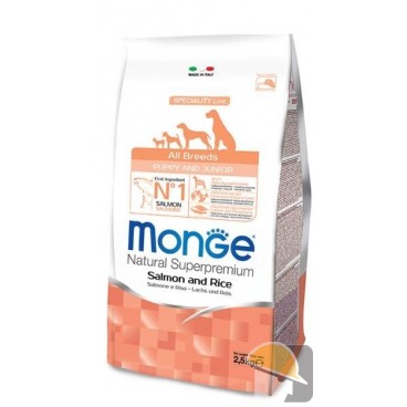 MONGE DOG ALL BREEDS PUPPY/JUNIOR SALMONE RISO kg 2,5