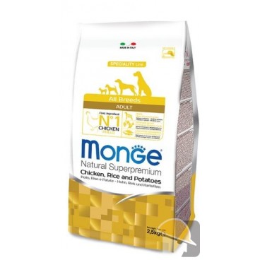 MONGE DOG ALL BREEDS ADULT POLLO RISO PATATE Kg. 2,5