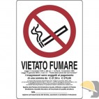 CARTELLO PLASTICA "VIETATO FUMARE" C/NORMATIVA cm 20x30