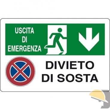 CARTELLO ALL. "USCITA DI EMERGENZA DIVIETO SOSTA" cm 30x20