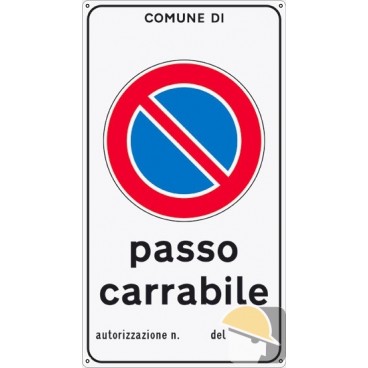 CARTELLO ALL. "PASSO CARRABILE" C/N. AUTORIZZAZ. cm 25x45