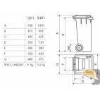 BIDONE IMMONDIZIA lt 240 mm 580x730x1070 BLU