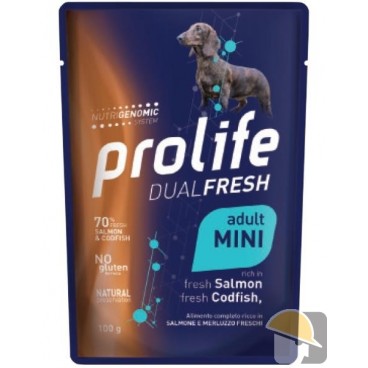 PROLIFE DOG WET BUSTA gr 100 DUALFRESH SALMONE/MERLUZZO