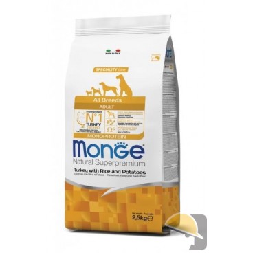 MONGE DOG ALL BREEDS ADULT TACCHINO/RISO/PATATE KG 2,5