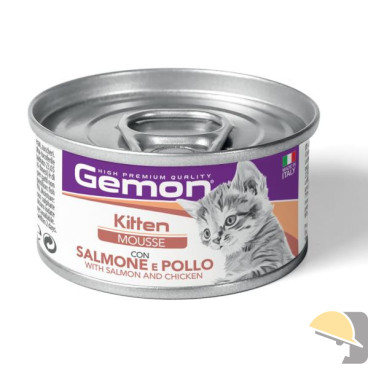 GEMON GATTO UMIDO MOUSSE KITTEN SALMONE/POLLO gr.85