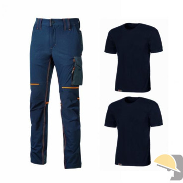 KIT PANTALONE U-POWER WORLD DEEP BLUE + 2 T-SHIRT tg. L