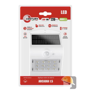 CENTURY APPLIQUE SOLARE LED ARCADIA 1.5 BIANCO lm220